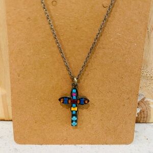 Ayalabar Multicolor Cross Pendant Necklace